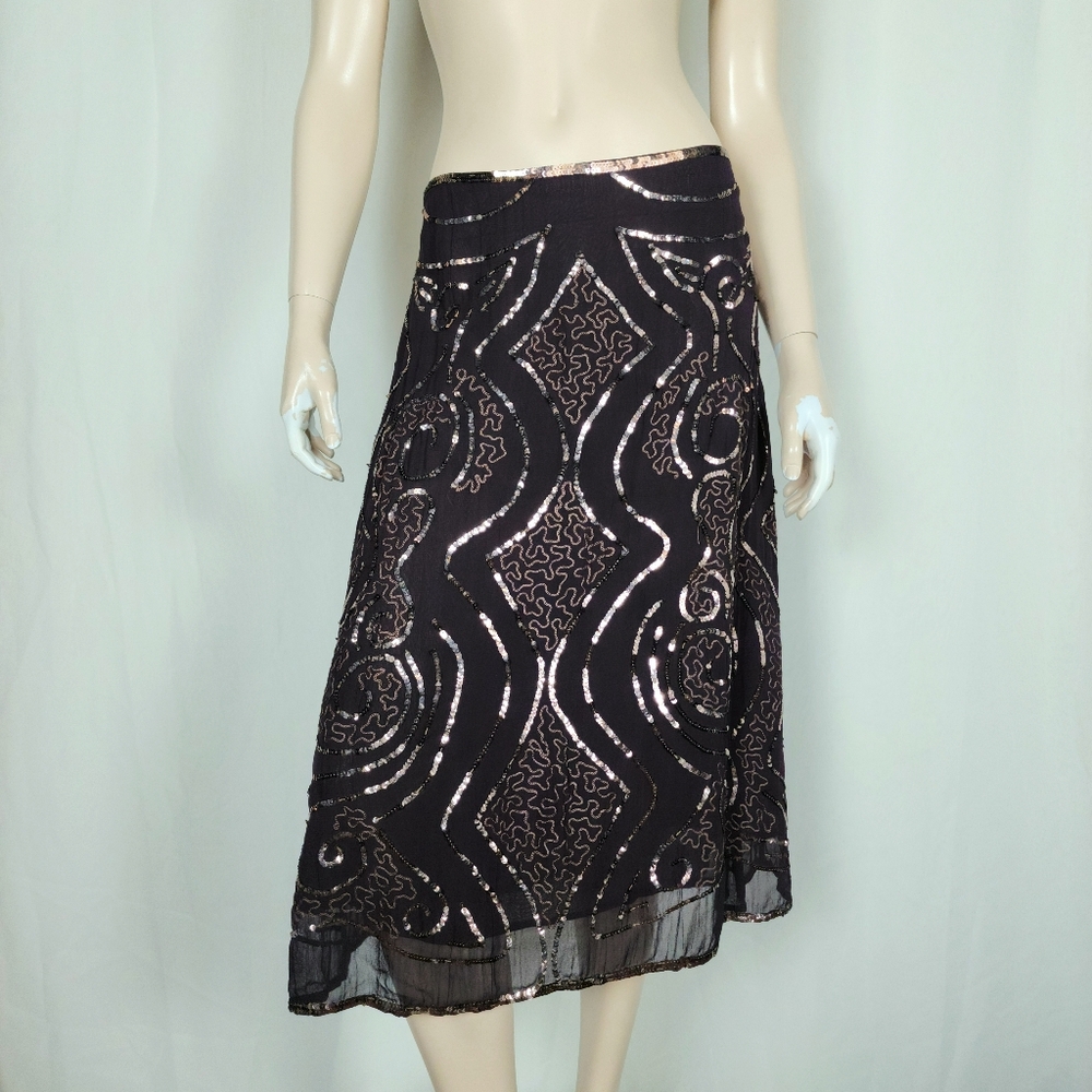 Y2K Nougat Sequin Skirt M purple brown